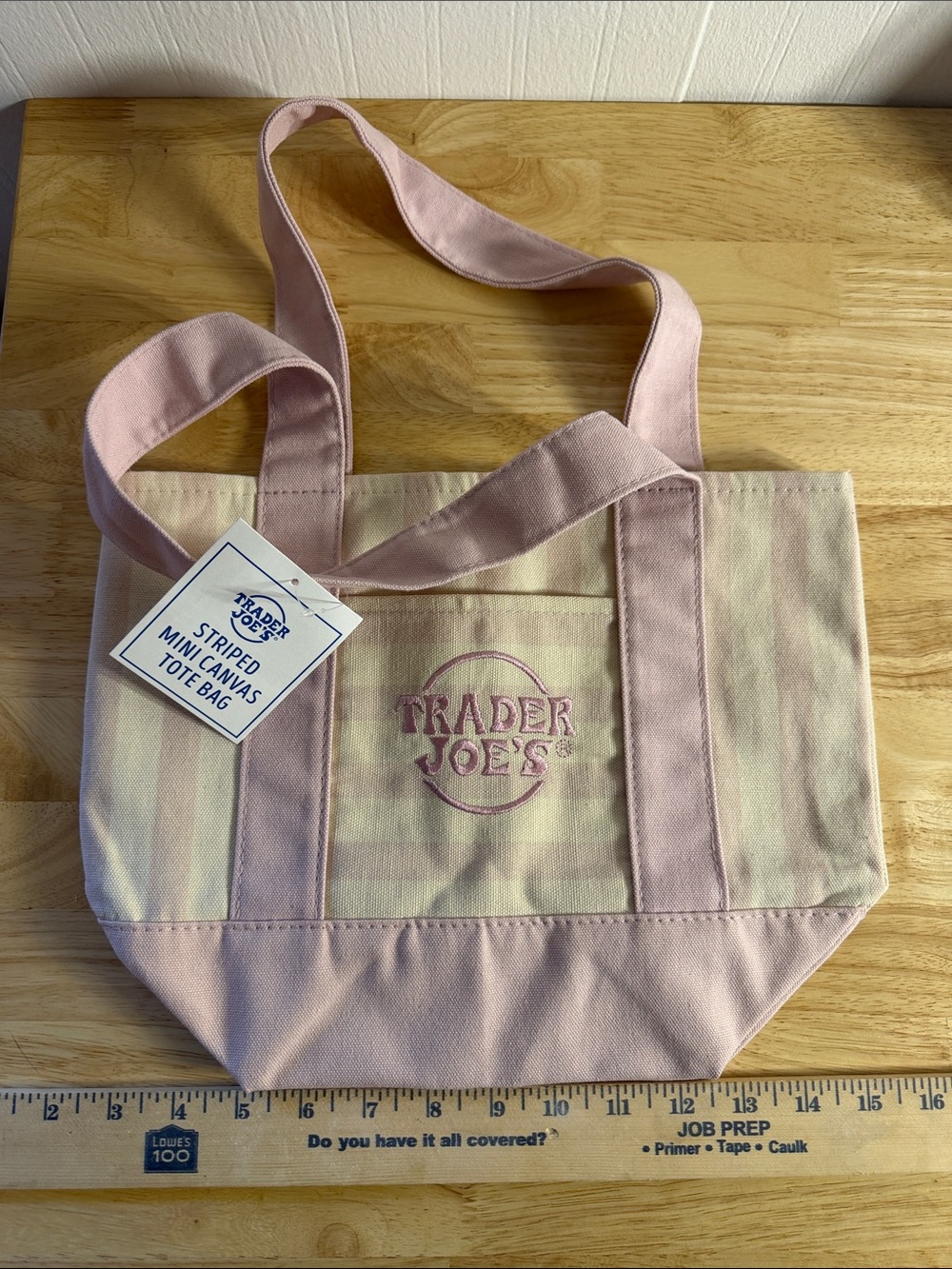 Trader Joe's Pink Striped Canvas Tote